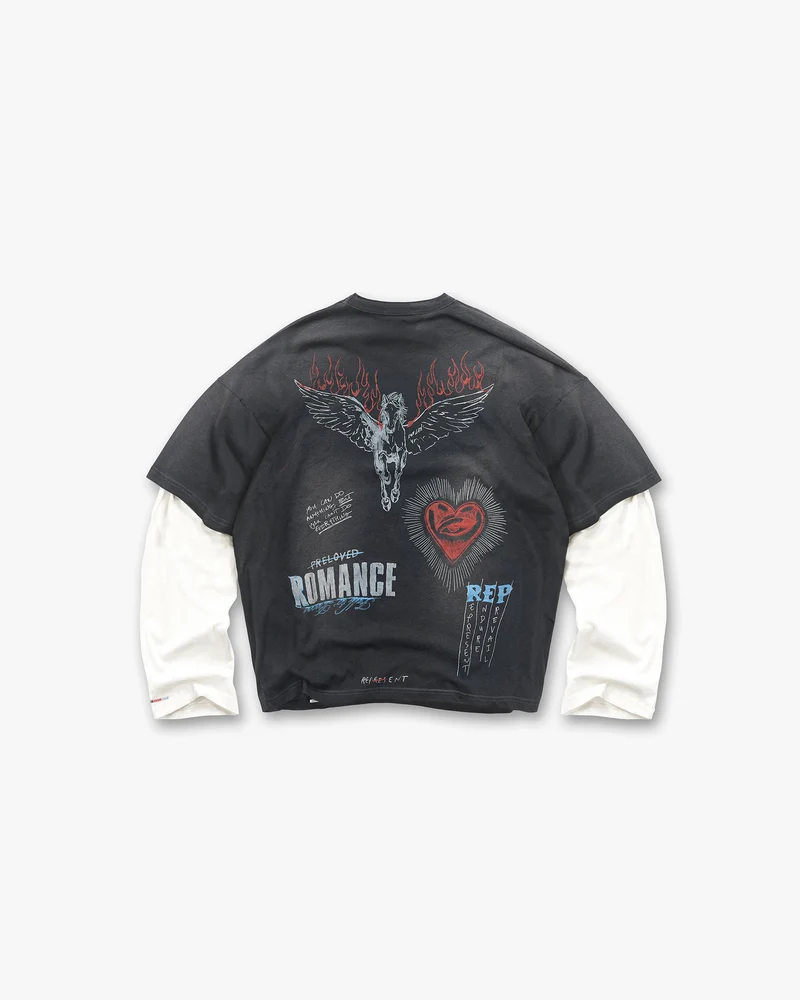 Heavier Than The Heavens Long Sleeve T-Shirt - Washed Black
