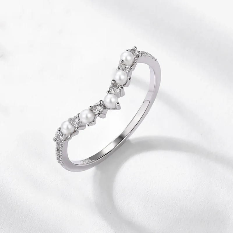 Alexandrite and pearl ring with diamond cz sterling silver ring set