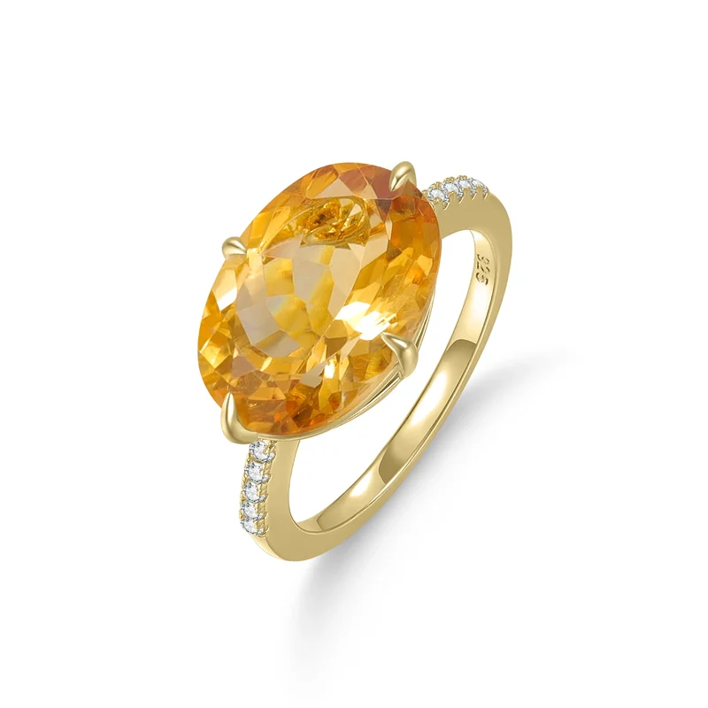 Cocktail rings with large oval gemstones amethyst topaz citrine lemon quartz mystic quartz