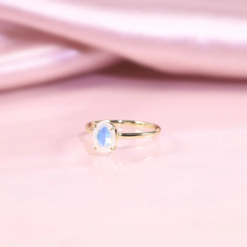 Moonstone birthstone ring simple and dainty oval moonstone ring affordable engagement ring