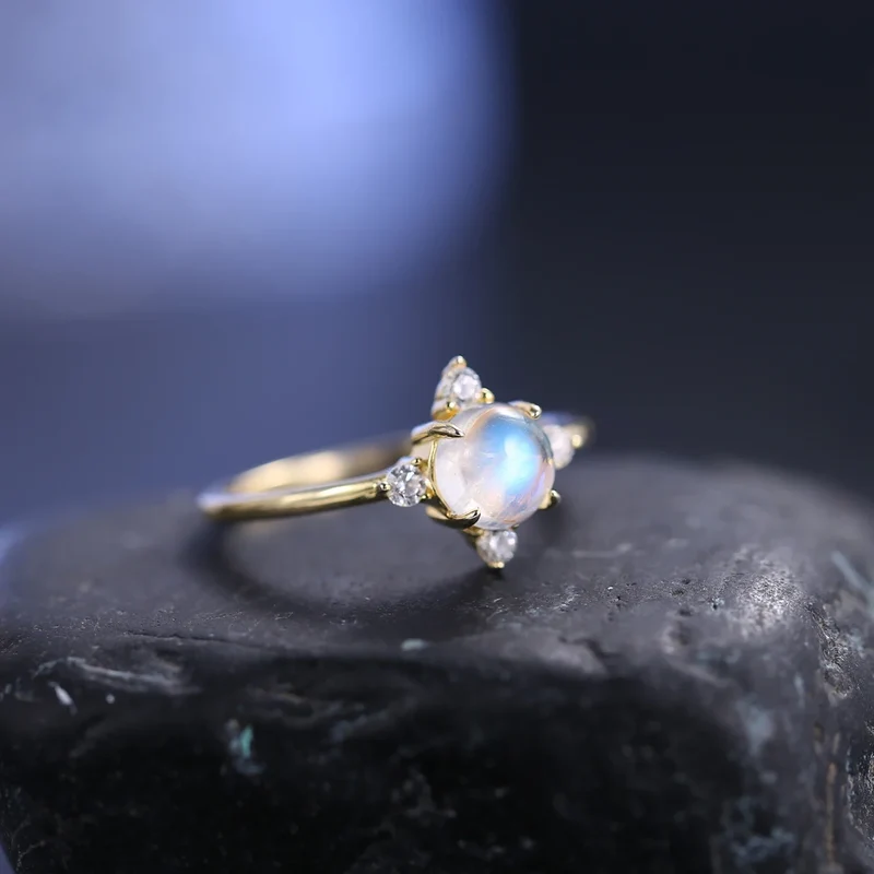 Gold moonstone ring moonstone stackable ring simple engagement ring
