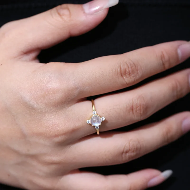 Gold moonstone ring moonstone stackable ring simple engagement ring