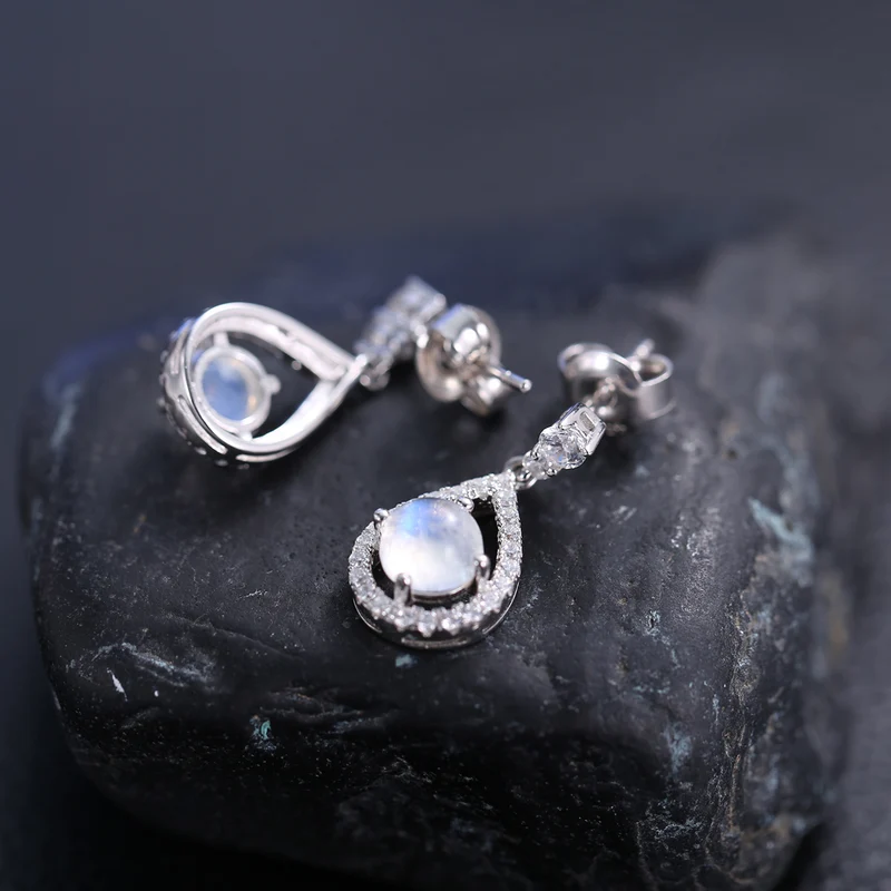 Moonstone teardrop earrings chandelier moonstone earrings moonstone diamond earrings