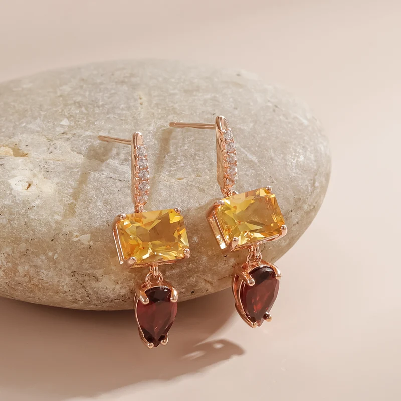 Citrine drop earrings gold stud earrings crystal drop earrings trendy earrings funky earrings
