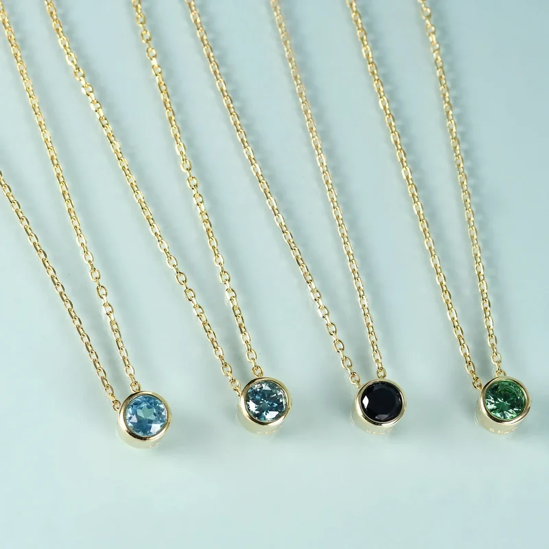 Black pendant necklace with a black diamond cz stone unique and dainty gold necklace