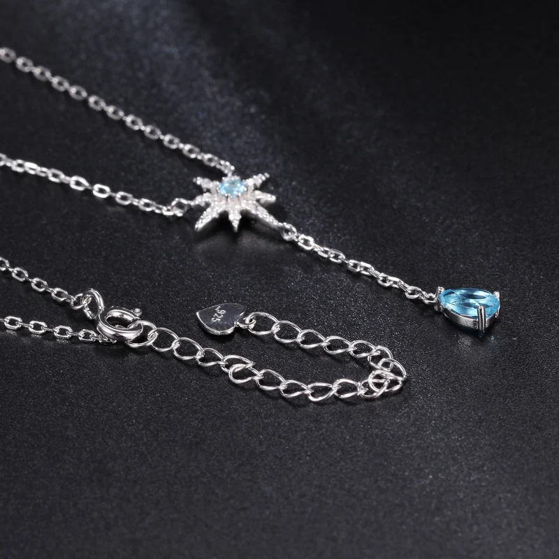Blue topaz necklace in a star shape with a topaz pendant lariat necklace bridal necklace
