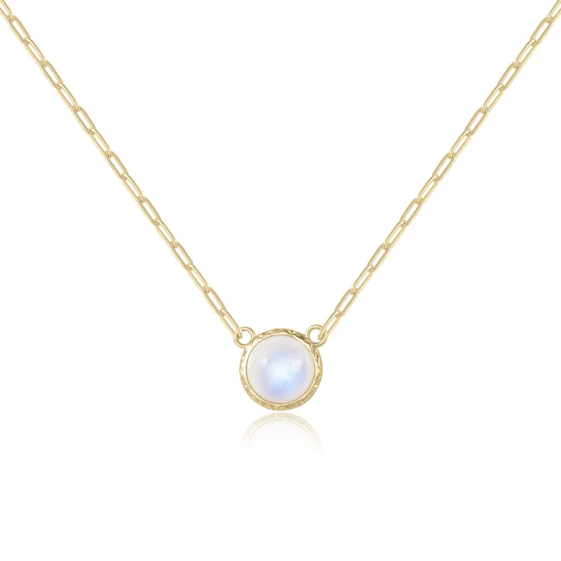 Moonstone gem necklace with a thick paperclip chain sterling silver necklace 45cm