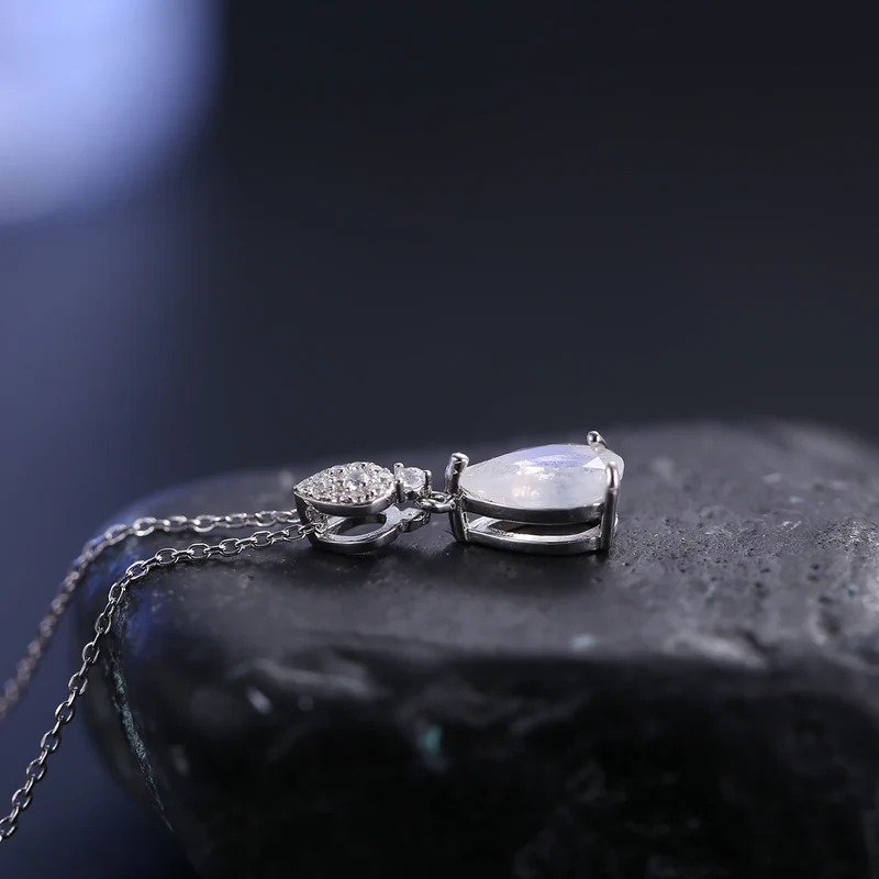 Moonstone necklace in a teardrop shape silver necklace