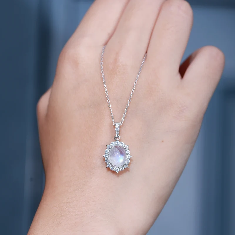 Vintage-style moonstone necklace sterling silver birthstone necklace