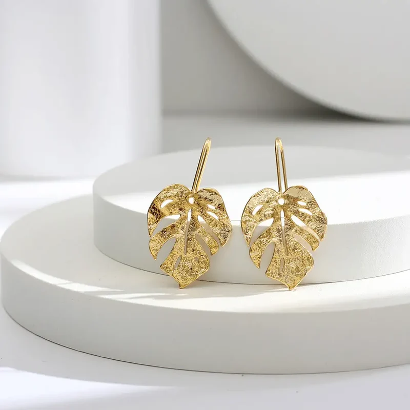 Boucles d'Oreilles Feuille Dorée