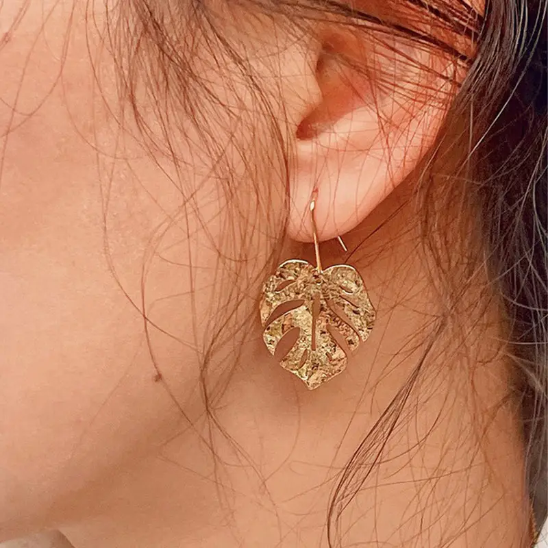 Boucles d'Oreilles Feuille Dorée