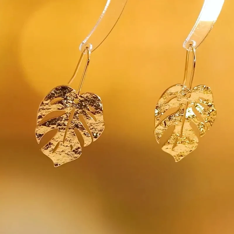 Boucles d'Oreilles Feuille Dorée