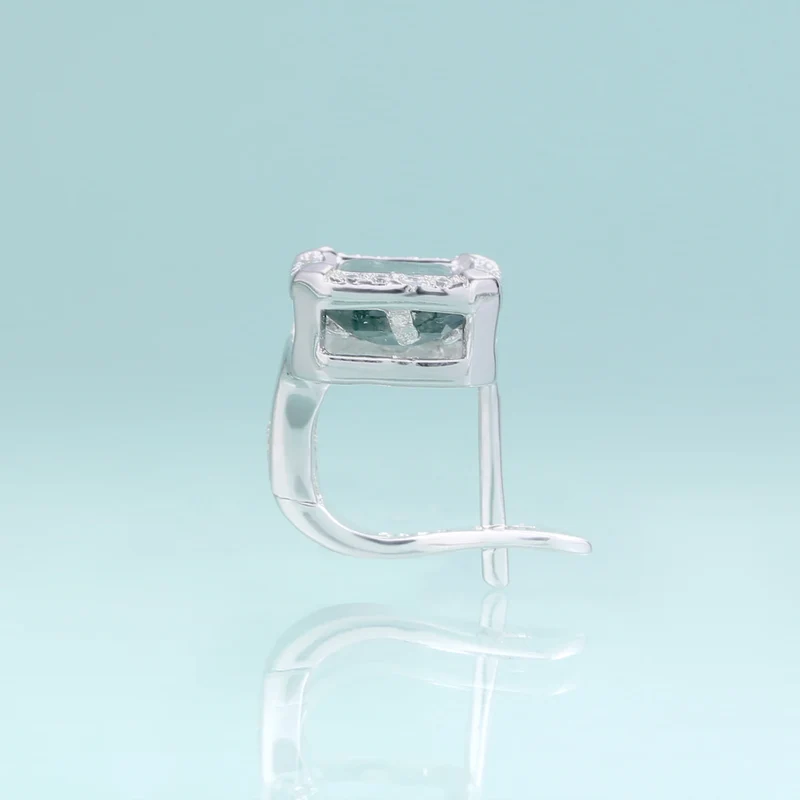 Moss agate earrings with square green moss agate sterling silver earrings