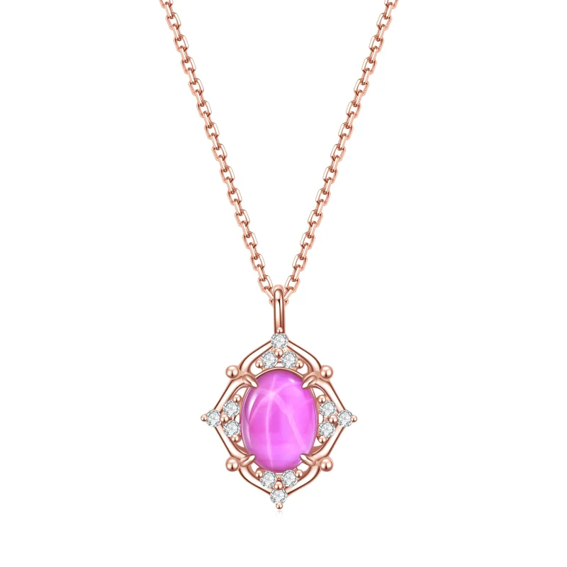 Star ruby pendant necklace red necklace rose gold chain necklace