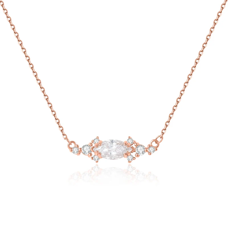 Moissanite pendant necklace with a marquise clear stone necklace for girlfriend