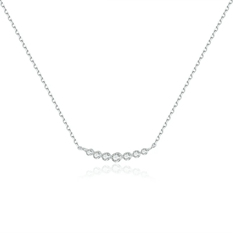 Moissanite necklace with 7 moissanite stones dainty moissanite necklace 2mm 3mm
