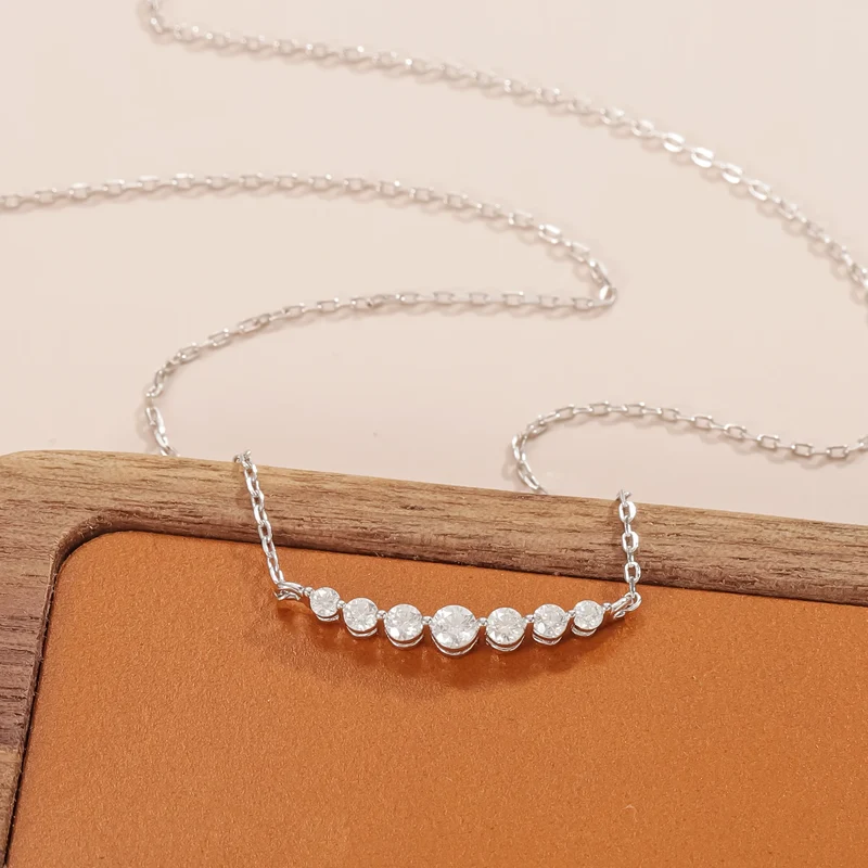 Moissanite necklace with 7 moissanite stones dainty moissanite necklace 2mm 3mm