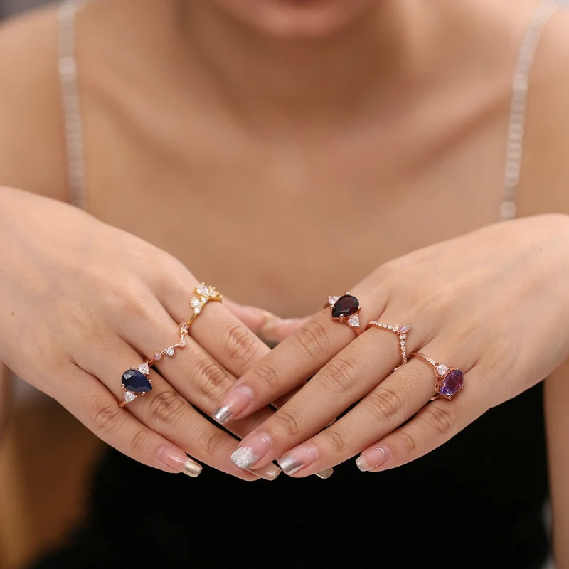 Rose gold amethyst ring with a purple amethyst sterling silver amethyst engagement ring