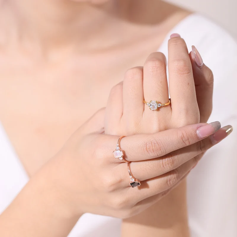Blue moonstone ring rose gold