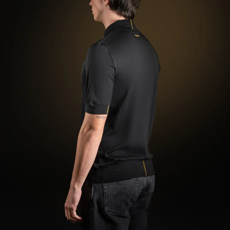 Black Cashmere polo short sleeves