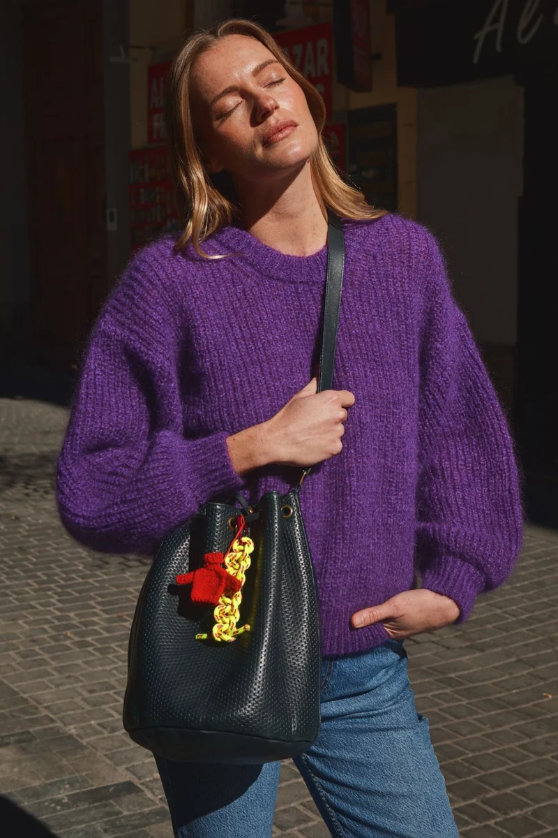 THERESE Mini Sweater Bag Charm in Merino Wool - Red