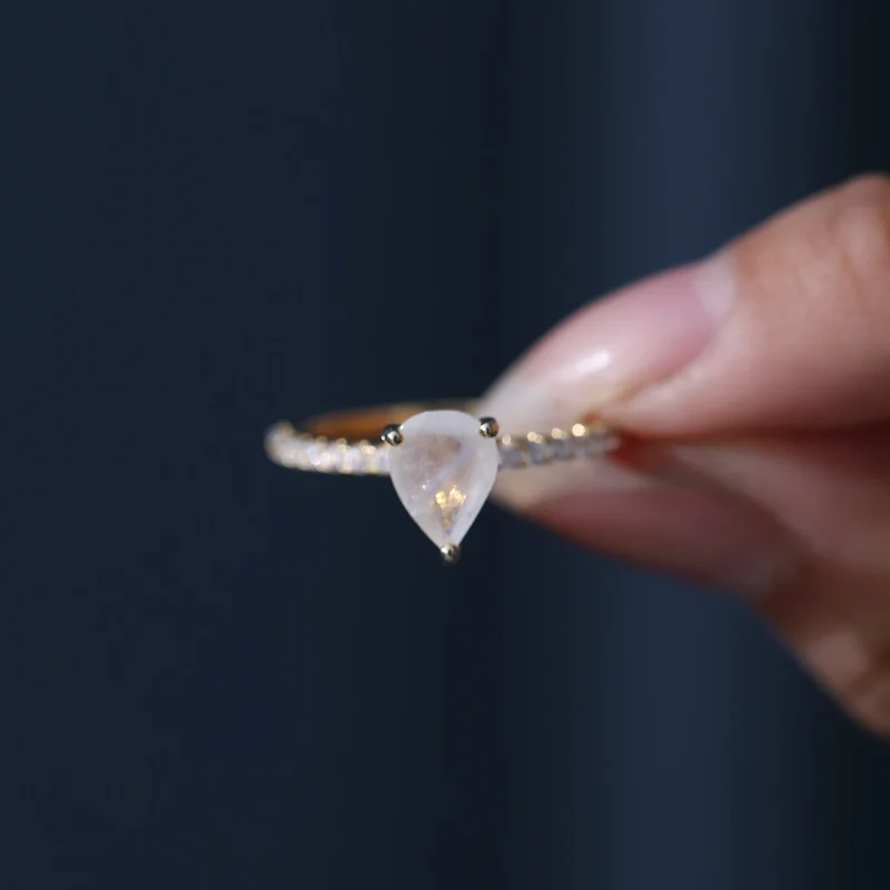 Teardrop moonstone ring sterling silver moonstone promise Ring