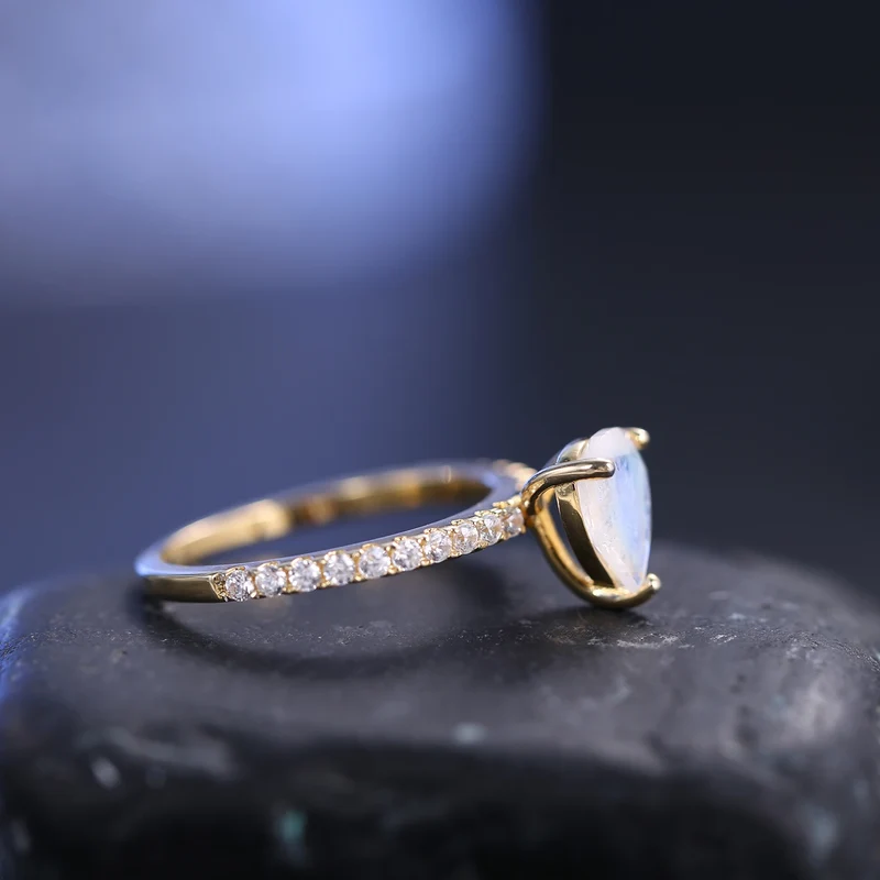 Teardrop moonstone ring sterling silver moonstone promise Ring