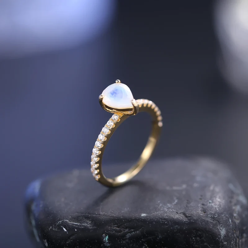 Teardrop moonstone ring sterling silver moonstone promise Ring