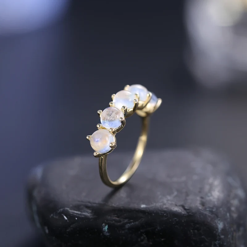 Moonstone band ring half eternity ring