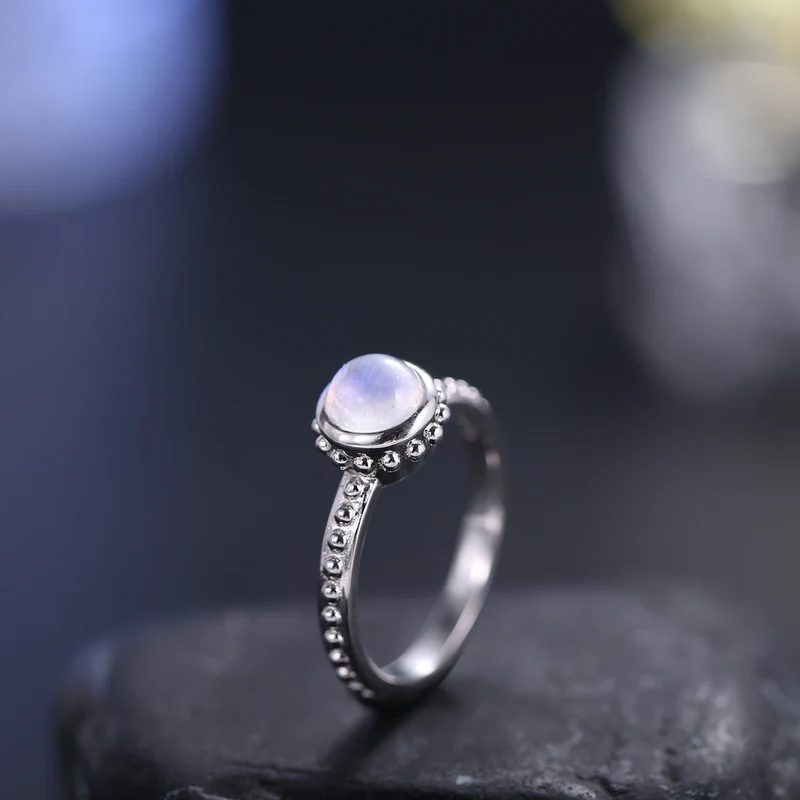 Raw moonstone ring dainty and tiny