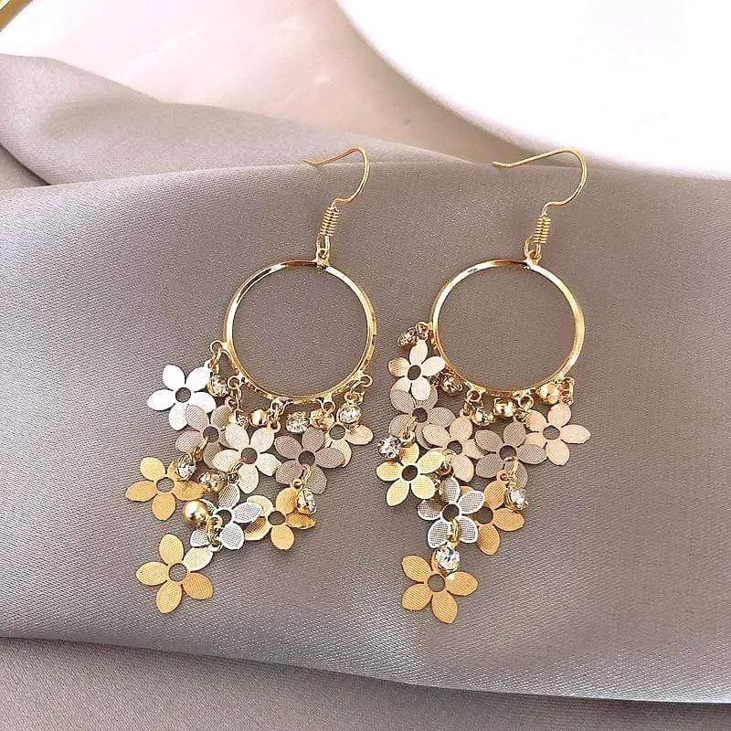 Boucles d'Oreilles Pendantes Fleurs