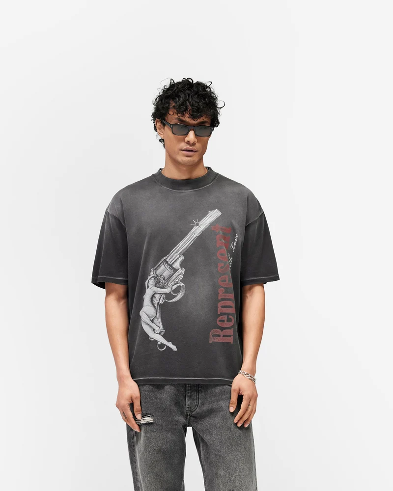 Loaded With Love T-Shirt - Stained Black