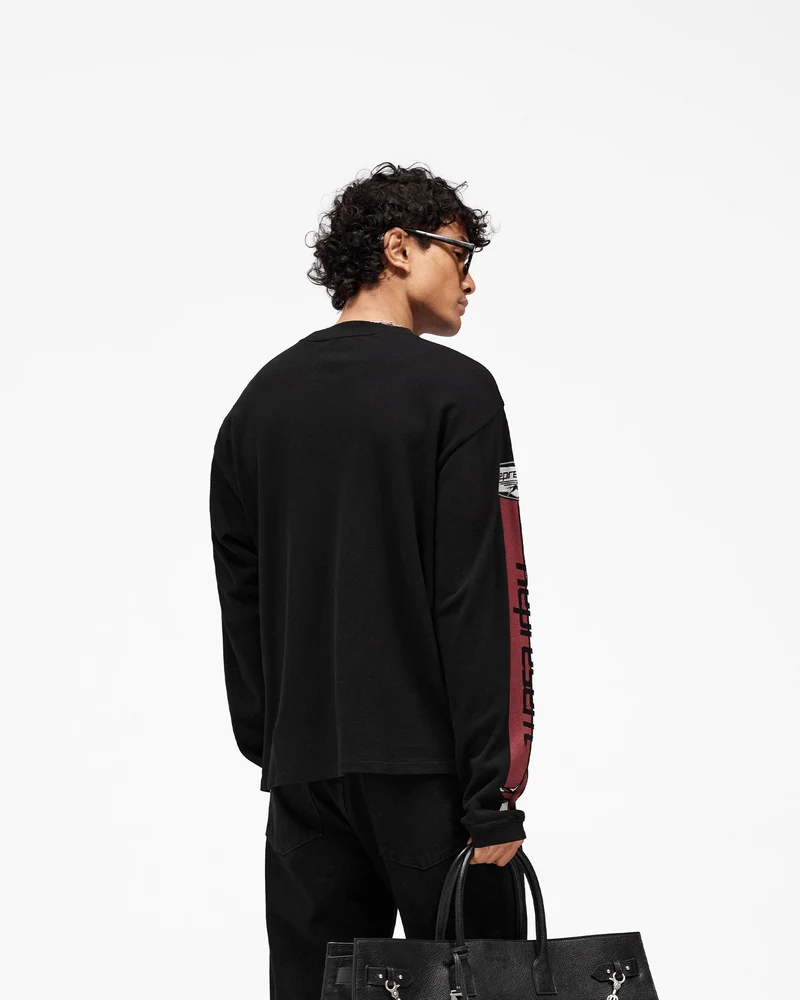Mesh Pegasus Long Sleeve T-Shirt - Jet Black