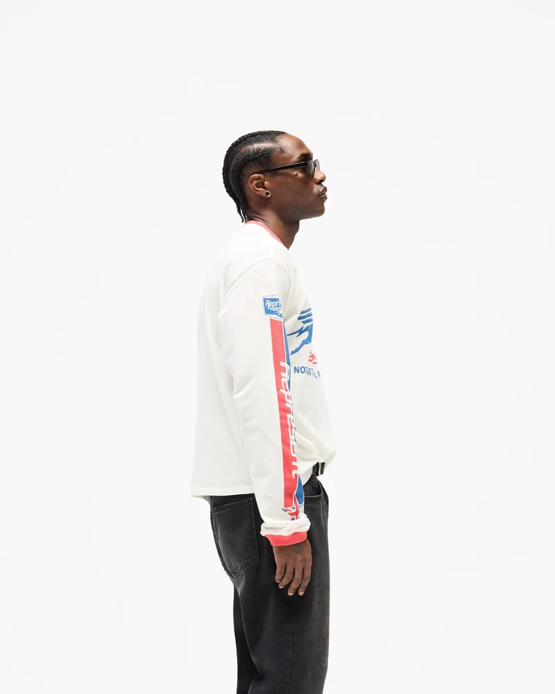 Mesh Pegasus Long Sleeve T-Shirt - Flat White