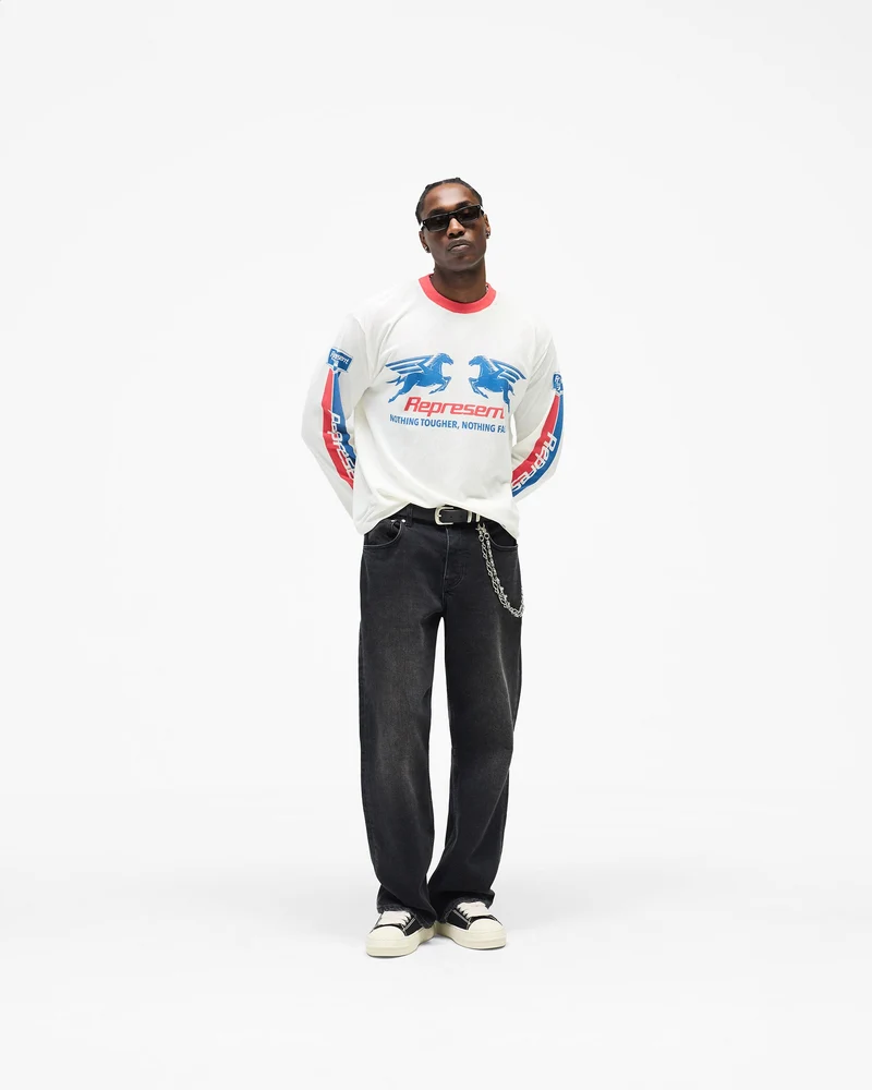 Mesh Pegasus Long Sleeve T-Shirt - Flat White