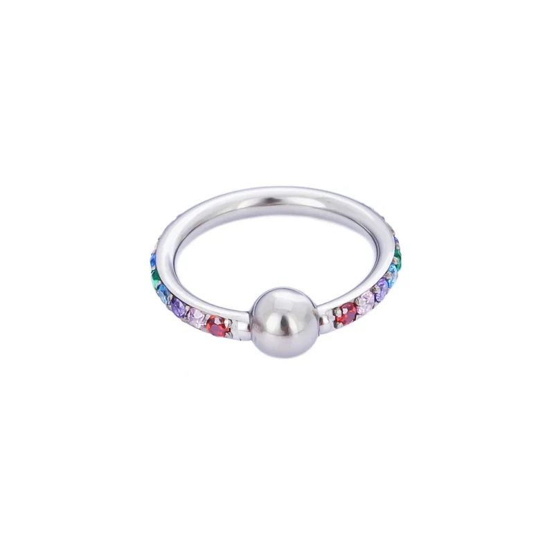 Captive bead ring conch piercing hoop gold silver rose gold titanium with CZ stones 8mm 10mm 16 gauge
