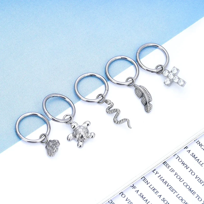 Snake conch earring silver conch earring 12mm conch hoop 10mm 8mm 18G 16G titanium