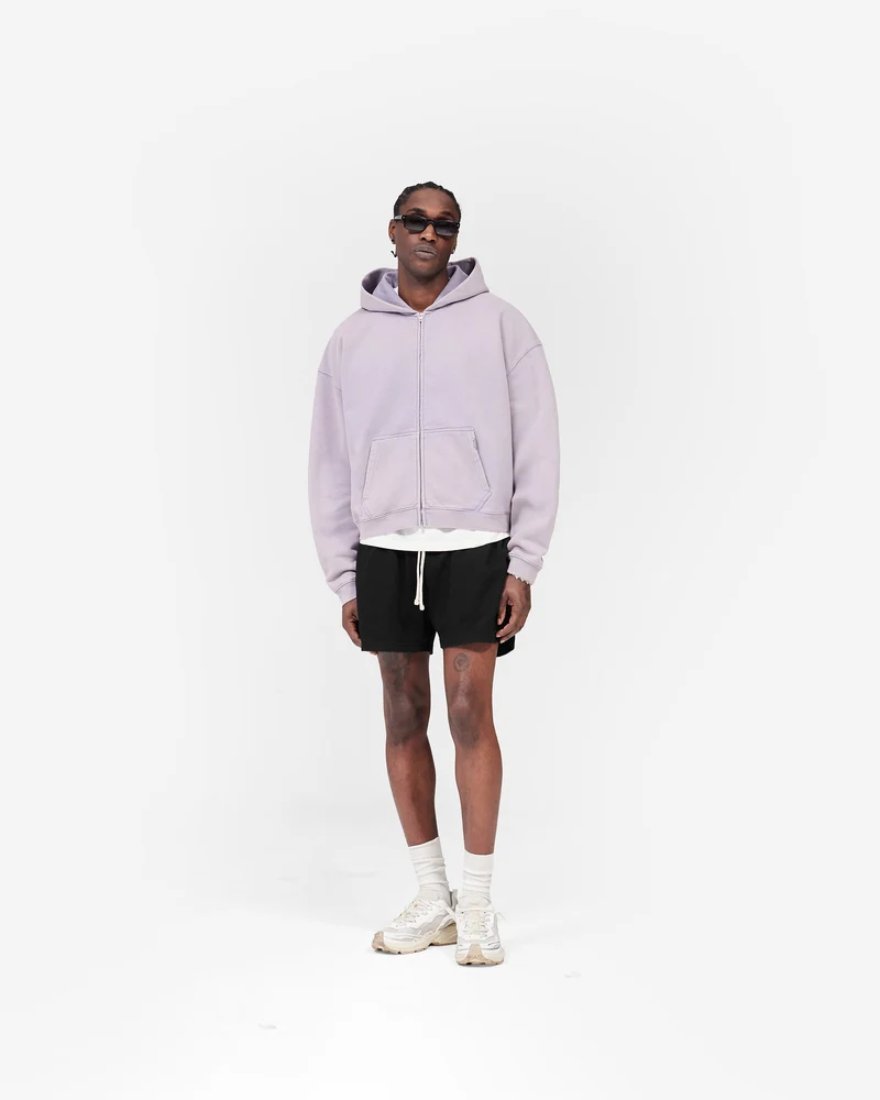 Initial Boxy Zip Through Hoodie - Mist