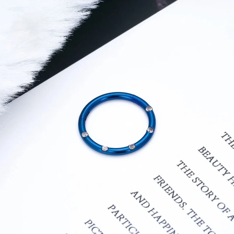 Daith hoop piercing gold daith earring 16G black blue green with CZ stones