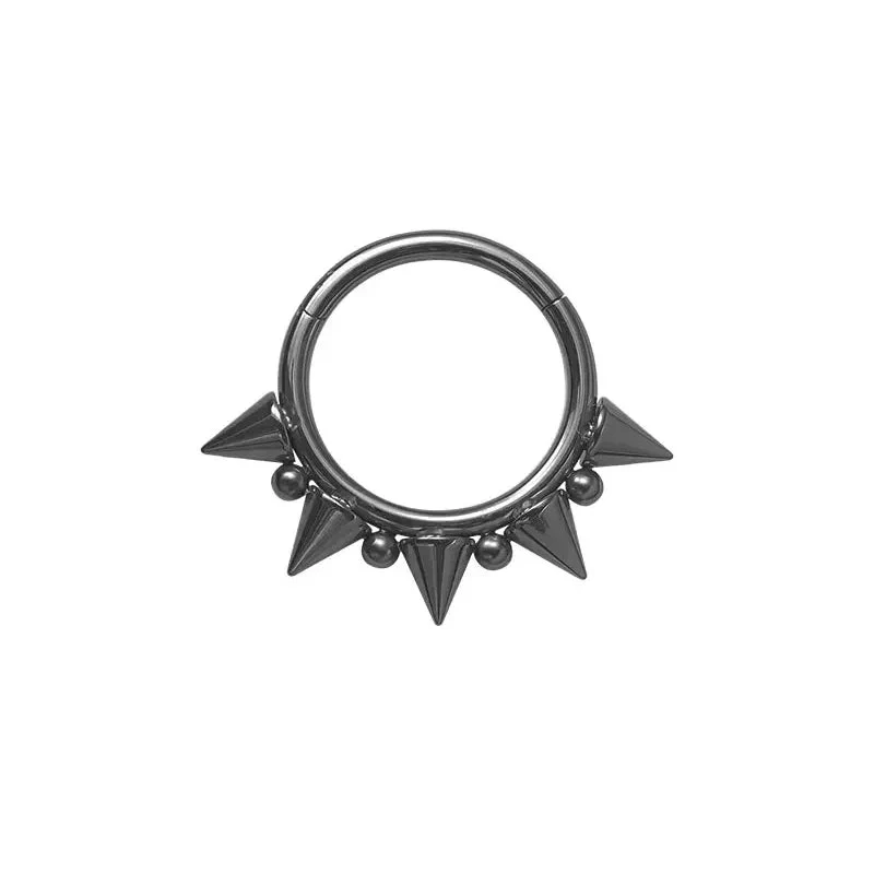 Spike septum ring black gold silver brown purple blue pink 16G 14G titanium nose clicker