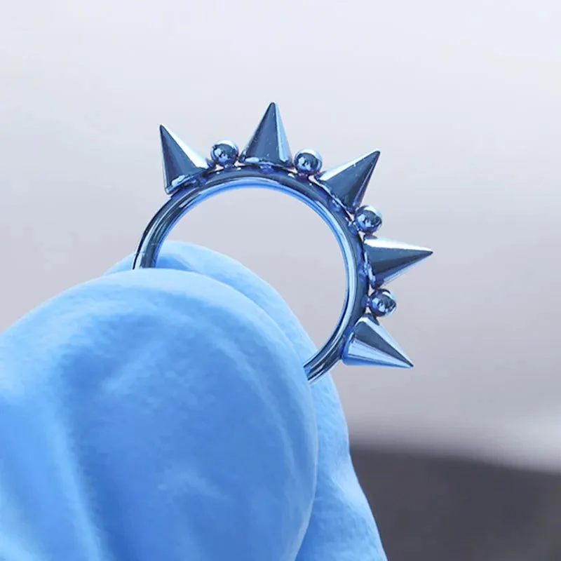 Spike septum ring black gold silver brown purple blue pink 16G 14G titanium nose clicker