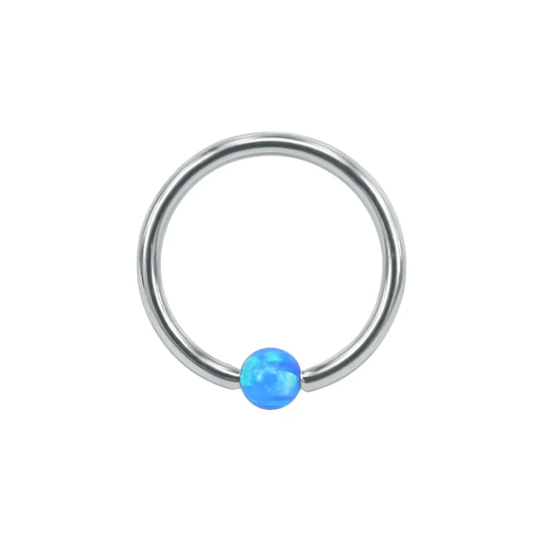 Opal septum ring 16G with white blue red opal round captive bead ring 8mm nose piercing