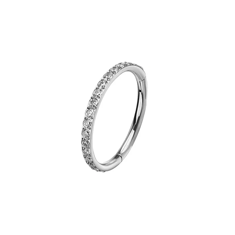 Hoop piercing with CZ for nose piercings helix piercings conch piercings made of titanium