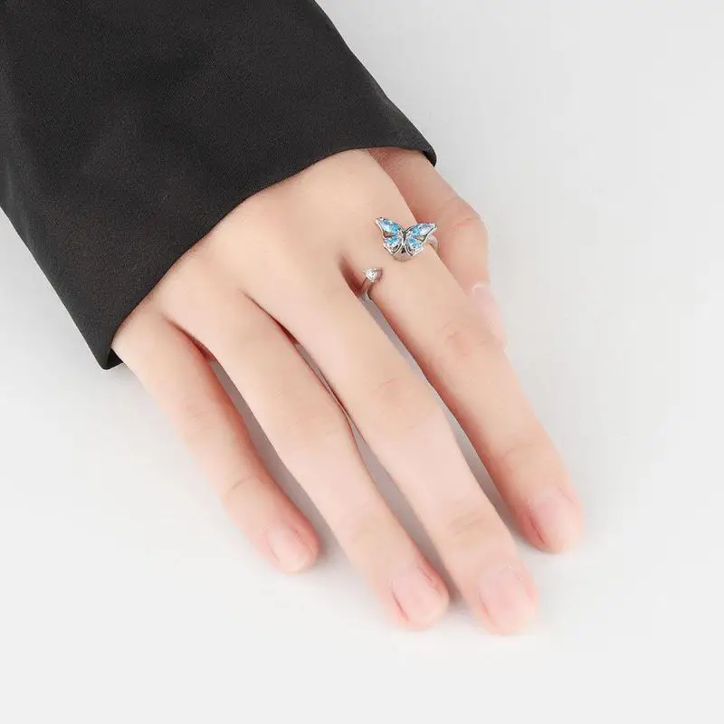 Butterfly fidget ring anxiety ring blue butterfly sterling silver