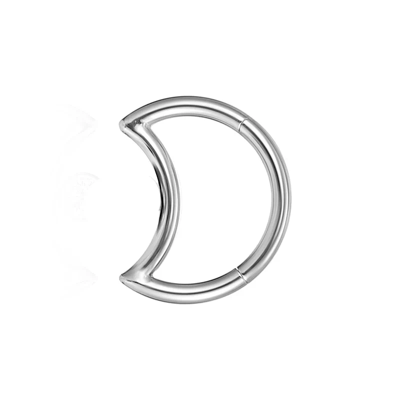 Moon daith piercing simple and small titanium septum clicker ring 16G