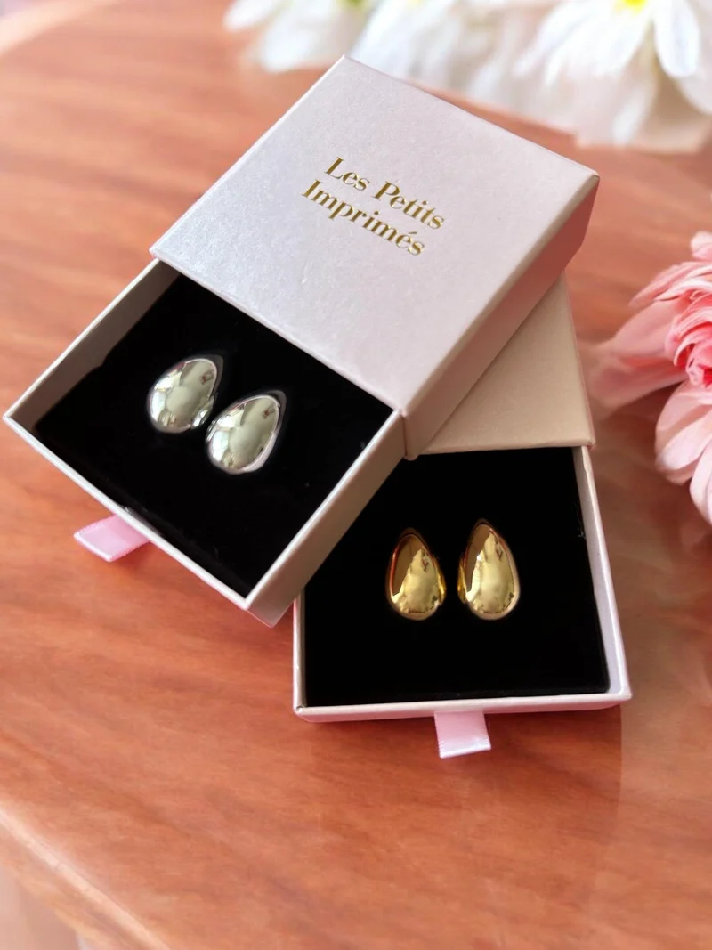Boucles d'Oreilles Goutte d'Eau - Or et Argent