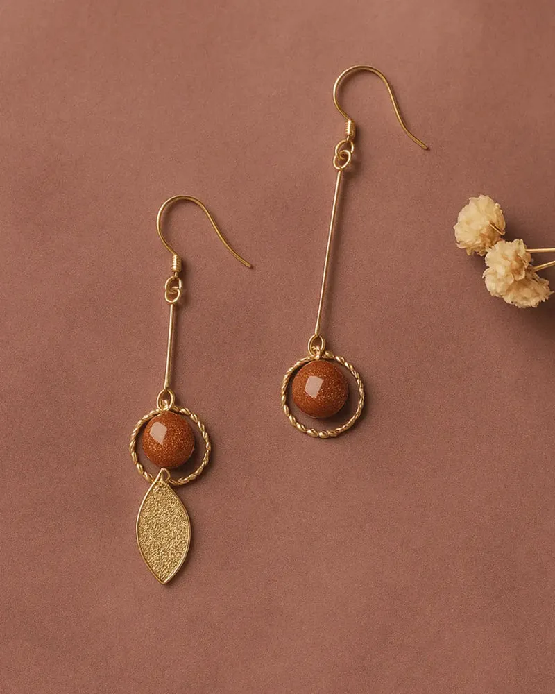 Boucles d'Oreilles Perles Pendantes Dorées