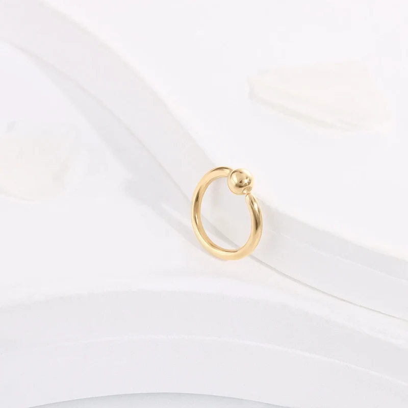 14K gold captive bead ring nose ring ear piercing 16G 8mm