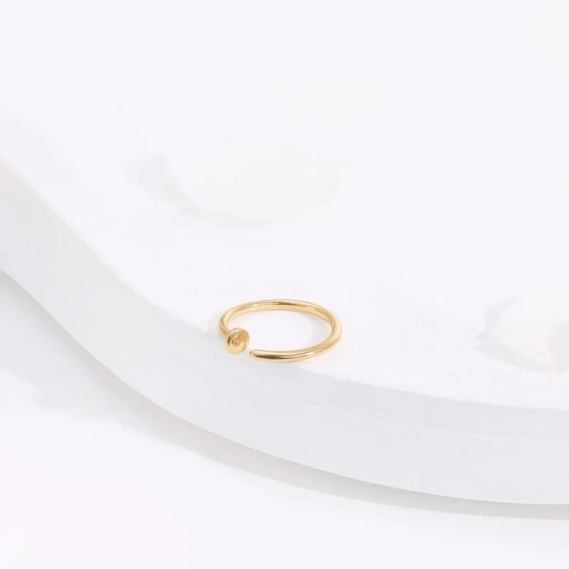 14K gold nose stud half hoop solid gold nose ring with a stud 20G 8mm