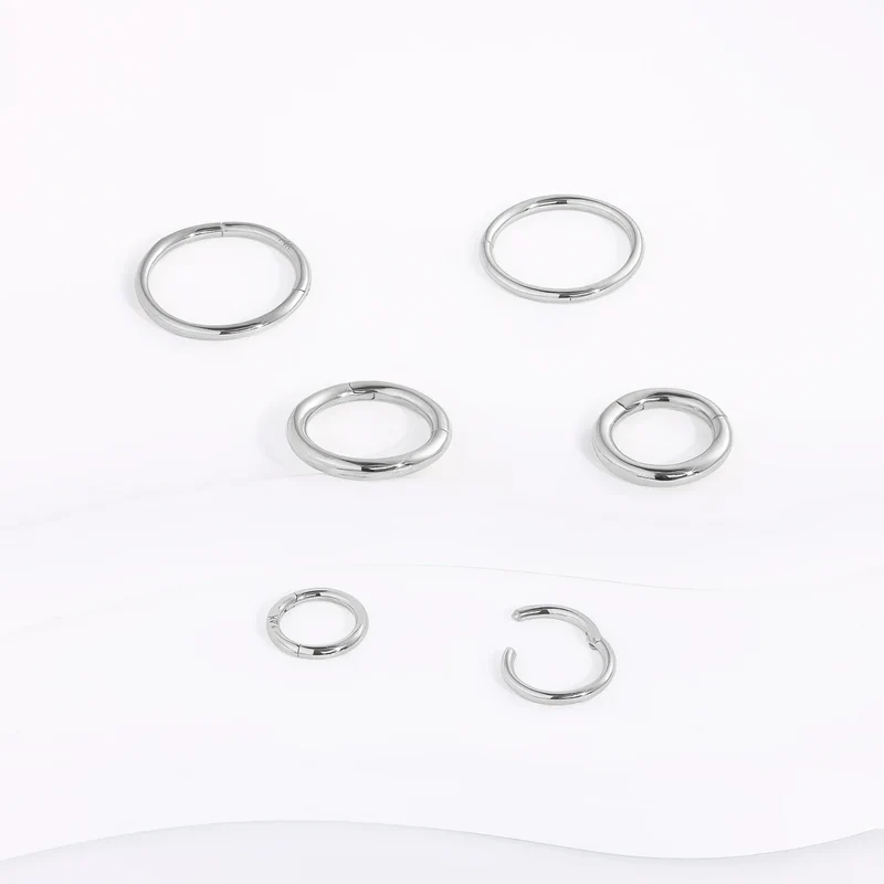 White gold nose ring 14K solid gold nose clicker ring septum ring